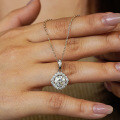 Sterling Silver 2-Carat Moissanite T-Style Square Pendant Necklace Wholesale-0-2