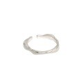 wholesale S925 Sterling Silver Korean Version INS Style Ancient Craft Irregular Vintage Hammered Texture Open Adjustable Ring for Women-0-4