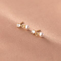 wholesale S925 silver small and delicate diamond-set synthetic pearl earrings, elegant Korean-style earrings for women M01209-0-3