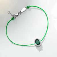 S925 Sterling Silver Cultured Ruby Rope Bracelet with Full Diamond-Cut Oval Gem-Green Nano-SL115 925 Silver