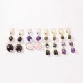 wholesale S925 Sterling Silver Inlaid with Natural Amethyst and Smoky Quartz Gemstone Long Drop Earrings New Style-0-4