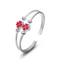 wholesale 999 Sterling Silver Dripping Clover Bracelet Double Loop Open-Ended Minimalist Classic Wholesale for Women-0-4