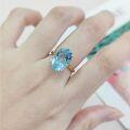 wholesale S925 Sterling Silver Small Fresh Minimalist Ring with Natural Colored Topaz 5/6 Carat Main Stone-0-14