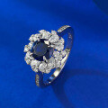 wholesale S925 Silver Full Diamond Ring with 60mm Blue Sapphire, Mu Jing New Arrival for Live Streaming, Women's Fashion Commuter Style-0-2