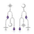 wholesale S925 Sterling Silver Spring and Summer New European Palace Chandelier Earrings with Natural Gemstones, Elegant and High-End Earrings-0-5