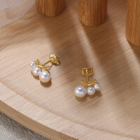wholesale 14K Gold, 925 Sterling Silver Moon-shaped Natural Baroque Pearl Fashion Earrings Factory Direct-14K gold 925 silver