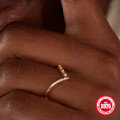 wholesale S925 Sterling Silver V-shaped Diamond Engagement Wedding Band for Women-0-3