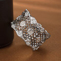 wholesale S925 Silver New Black Lace Ring Hollow Mesh Index Finger Ring for Women Wide Band European and American Style-0-1