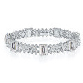 wholesale S925 silver plated with 18k gold high-end new full-diamond cotton-inclusion emerald marquise bracelet-0-8