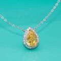 wholesale S925 Sterling Silver Water Drop Ice Flower Cut Necklace for Women with High Carbon Diamond, Premium Yellow Diamond Pendant Choker-0-1