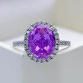 wholesale S925 metal oval 8*10 high carbon diamond ring in pink, new style,-0-1