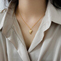 wholesale S925 Sterling Silver XF306 Korean-style Heart-shaped Collarbone Silver Chain Pendant, Minimalist INS Small and Unique Personality Polished Heart Necklace for Women-0-3