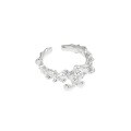wholesale S925 Sterling Silver Korean Version Ins Alternative Design Irregular Surface Lava Texture Open Adjustable Ring for Women-0-4