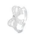 wholesale S925 sterling silver hollow filigree bow ring, lightweight luxury ins-style, delicate and girly, trendy index finger ring-0-4