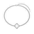 wholesale S925 Sterling Silver Light Luxury INS Style Women's Bracelet with Delicate Four-Leaf Clover and Heart Love Design, Minimalist and Elegant-0-7