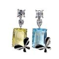 wholesale S925 silver new jewelry butterfly earrings for women with aquamarine and zirconia,-0-4