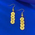 wholesale S925 silver gold-plated new live streaming style crushed ice CNC process ancient coin earrings, new Chinese style-0-2
