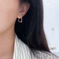 wholesale S925 Sterling Silver Minimalist Square Hoop Earrings for Women, Korean Dongdaemun Summer Versatile New Retro Style Ear Studs-0-3