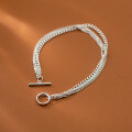wholesale S925 Silver Multi-Layer Chain Concave Pattern OT Buckle Bracelet Korean Version Simple Elegant Women's Jewelry S4792-0-1
