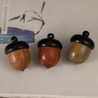 wholesale Wooden carved acorn pinecone pendant bag charm car charm sweater chain handmade DIY wooden accessories green sandalwood-Old sandalwood