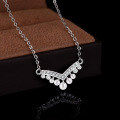 S925 Sterling Silver V-Shape Pearl Necklace with Moissanite Pendant-0-2