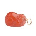 wholesale 18K Gold with Certificate Inlaid with South Red Agate Pi Xiu Pendant, Literary Retro Style Natural Gemstone Necklace for Women-0-4