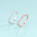 wholesale S925 Silver Plated 18k Gold, Cold Style Zircon Ring, Rose Gold and White Gold Stackable Couple's Ring-0-4