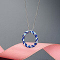 wholesale 925 Sterling Silver Multi-Color Enamel Circle Ring Pendant with High-End Minimalist and Versatile Women's Necklace Cross-Border Accessories-0-0