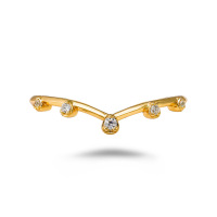 wholesale S925 silver plated with 14K gold minimalist versatile daily wear light luxury ring-Polished V-shaped zircon ring  Size 8 (Mido)