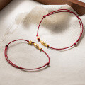 wholesale S925 Silver Fresh Chinese Style Minimalist Design Gold Tone Fish Adjustable Red String Bracelet S7511-0-2
