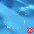 wholesale S925 Sterling Silver Adjustable Wave-shaped Pendant Anklet, Minimalist and Premium-0-3