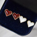 wholesale S925 Sterling Silver Red Elk All-Over Cold Style Heart Stud Earrings Minimalist Women's Small Delicate Design Sense Earrings Hong Kong Style Personality-0-0