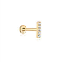 wholesale 14K Gold Flat Back Helix Ear Stud with Diamond Moon Flower-#20