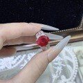 S925 Silver Gold-Plated Ring with 6ct Lab-Grown Ruby-0-3
