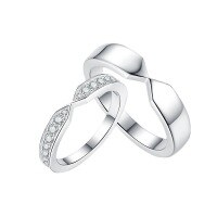 wholesale S925 Silver Plated 18k Gold Moissanite Couple's Engagement Ring, Fashion Proposal Ring for Proposing with Free Engraving-Men's Ring Size 15 (US Size 7)