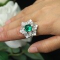 wholesale Gold Plated 925 Silver High Carbon Diamond Emerald Sugarloaf Kellyxie Fashion Versatile Jewelry Women's Ring-0-1
