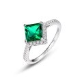 wholesale S925 Sterling Silver New European and American Light Luxury Cultivated Emerald Ring for Women, Set with Colored Gemstones, Wholesale from Manufacturers-0-5