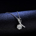 Sterling Silver Pendant with 1-Carat Moissanite, Classic Crossover Necklace for Women-0-1