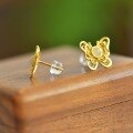 wholesale Gold-plated 925 silver new Chinese-style filigree butterfly inlaid with Hetian jade earrings, studs, and palace-style ear accessories-0-2