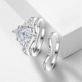 wholesale S925 Sterling Silver 2-Carat Pear-Shaped Moissanite Ring Set for Women, High-End Silver Jewelry Wholesale-0-1