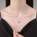 S925 Sterling Silver 1-Carat D Color Moissanite Camellia Pendant Necklace-0-2