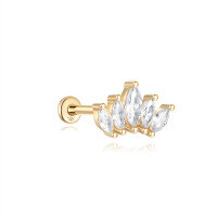 wholesale 14K Gold Flat Back Helix Ear Stud with Diamond Moon Flower-#13