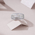 925 Sterling Silver Moissanite Dream-Weave Ring Irregular Geometric Line Hollow Crossover-0-2