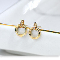 wholesale 18K gold fashion accessories style assortment, fashionable commuting, simple stud earrings inlaid with natural topaz, dropshipping available-Gold>18K-Topaz