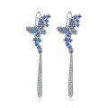 wholesale S925 Silver Designer High-End Long Earrings with Inlaid Colored Gemstones, Exuding Personality and Elegance-0-0