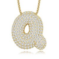 925 Silver Gold-Plated Letter Pendant Choker Necklace for Women-The letter Q