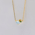 wholesale Metal material, Dunli Jewelry women's necklace small batch design fashion commuter style sky blue citrine green olive white zircon necklace-0-3