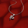 wholesale S925 Silver Exquisite Full-Diamond Snake Necklace, Luxe Design, Fashionable and Elegant for Women's Live Streaming-0-1