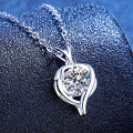 S925 Sterling Silver Moissanite 1 Carat Heart Pendant Necklace-0-0