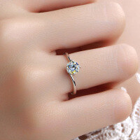 wholesale Sterling silver trendy and versatile high-end design women's exclusive four-claw D-color moissanite ring for Douyin and Kuaishou-JZ011788-1 (with Moissanite certificate)  Adjustable opening